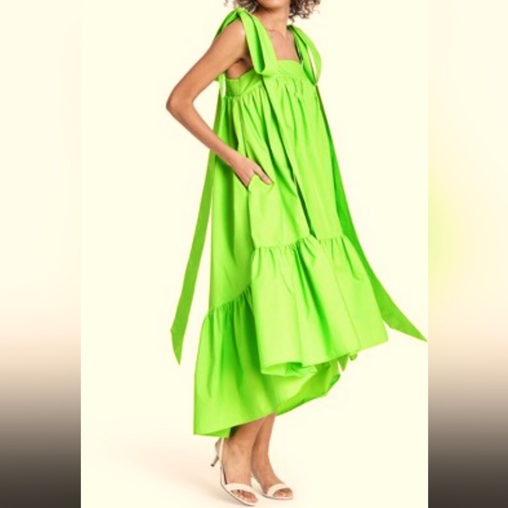 Christopher John Rogers x Target green dress with accent bows tie straps - small